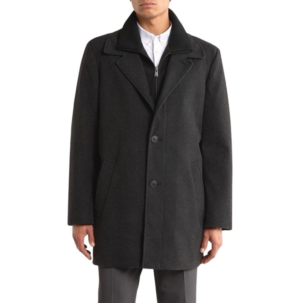 Calvin Klein Wool Coat Men's 42S Overcoat Coleman Charcoal Gray Brand NEW NWT